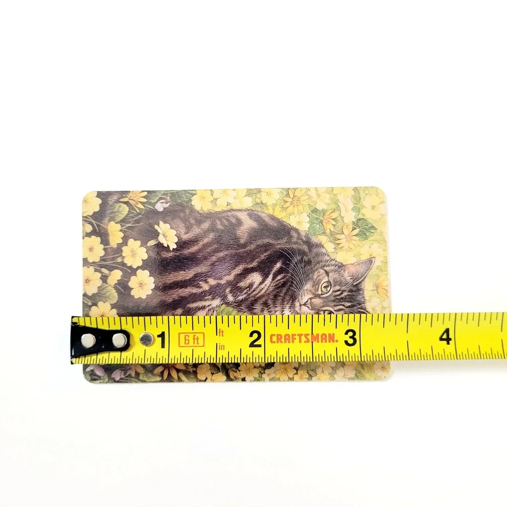 Vintage 90s Lesley Ivory Cats Card Bookmark- Octopussy Flowers 1990 Antioch W211